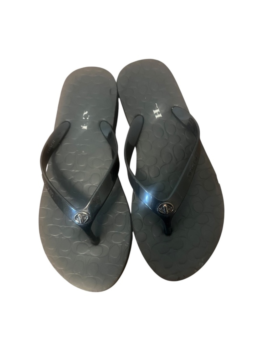 Coach Abigail Turnlock Sandals Flip Flops Black Size 8B Women's Sandals Logo